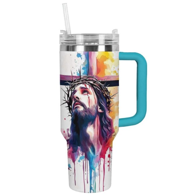 God Faithful Savior Custom Stanley Quencher 40Oz Stainless Steel Tumbler With Handle