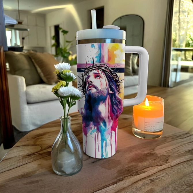 God Faithful Savior Custom Stanley Quencher 40Oz Stainless Steel Tumbler With Handle - Image 2