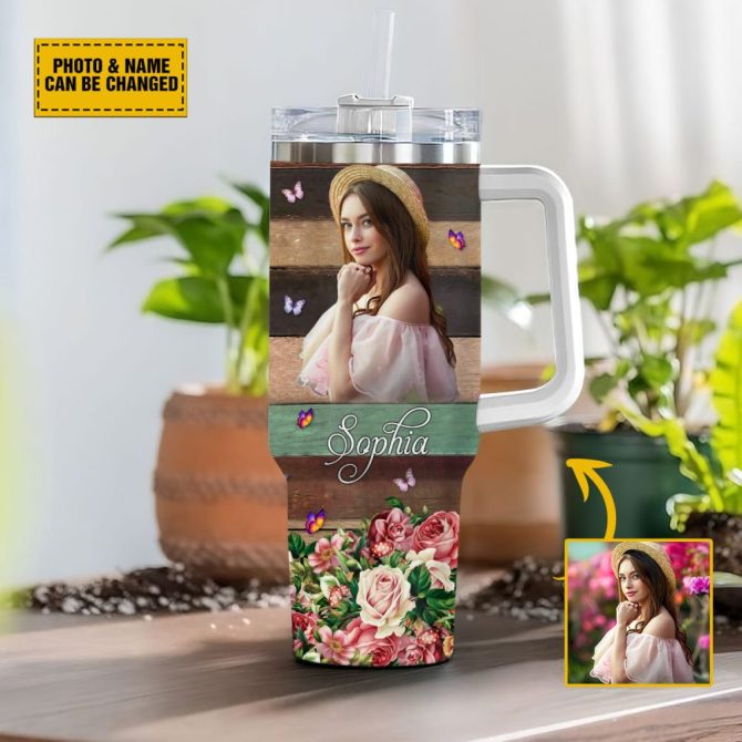 God Flower Photo Custom Stanley Quencher 40Oz Stainless Steel Tumbler With Handle - Image 3