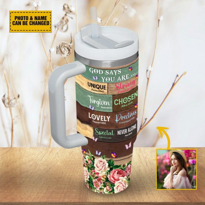 God Flower Photo Custom Stanley Quencher 40Oz Stainless Steel Tumbler With Handle - Image 5