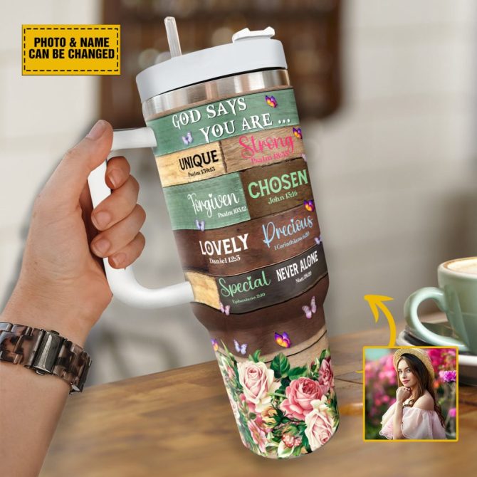 God Flower Photo Custom Stanley Quencher 40Oz Stainless Steel Tumbler With Handle - Image 4