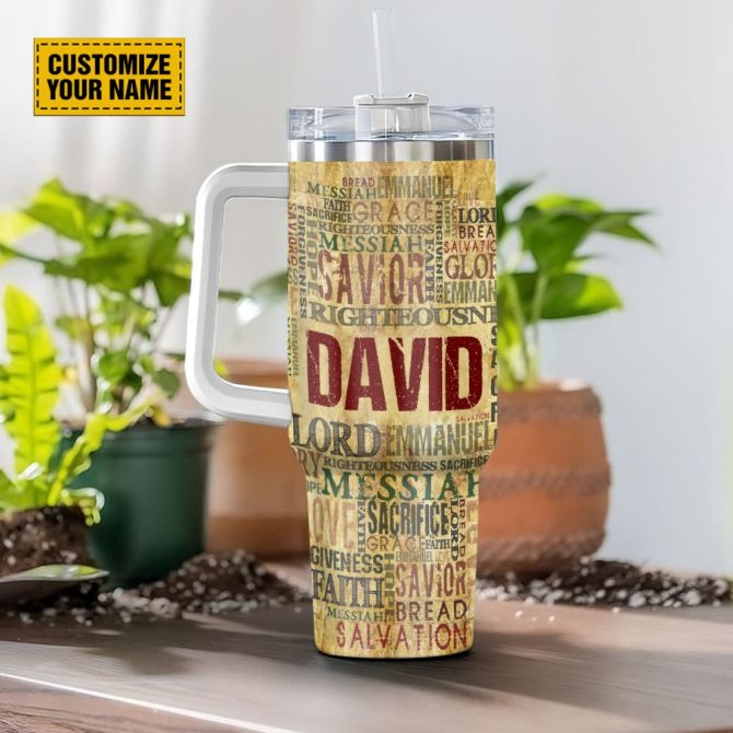 God #8217;S Words Custom Stanley Quencher 40Oz Stainless Steel Tumbler With Handle - Image 3