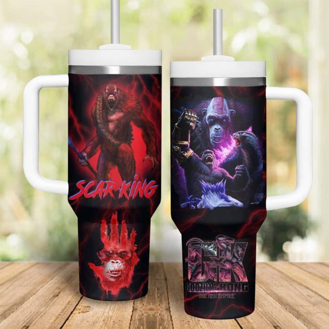 Godzilla-Kong The New Empire Movies Custom Stanley Quencher 40Oz Stainless Steel Tumbler