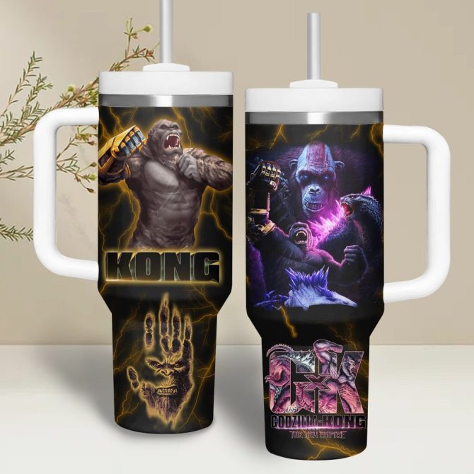 Godzilla-Kong The New Empire Movies Custom Stanley Quencher 40Oz Stainless Steel Tumbler