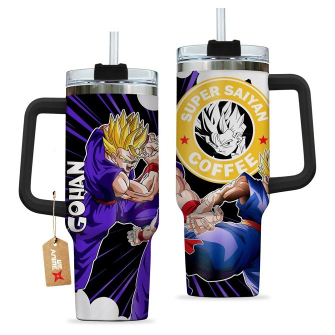 Gohan Adult Super Saiyan 2 Dragon Ball Z Anime Custom Stanley Quencher 40Oz Stainless Steel Tumbler - Image 2