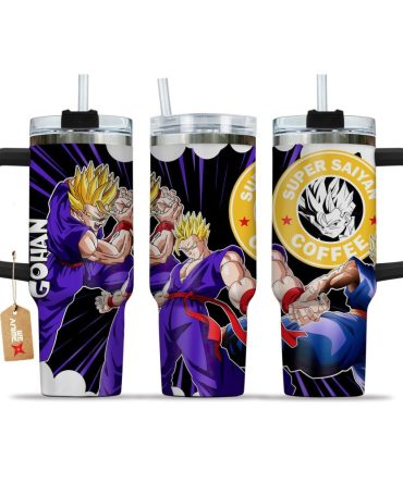 Gohan Adult Super Saiyan 2 Dragon Ball Z Anime Custom Stanley Quencher 40Oz Stainless Steel Tumbler