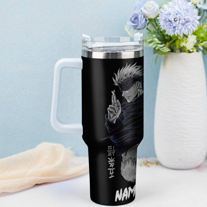 Gojo Satoru Jujutsu Kaisen Anime Custom Stanley Quencher 40Oz Stainless Steel Tumbler With Handle - Image 4