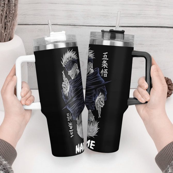 Gojo Satoru Jujutsu Kaisen Anime Custom Stanley Quencher 40Oz Stainless Steel Tumbler With Handle - Image 2