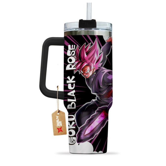 Goku Black Rose Dragon Ball Z Anime Custom Stanley Quencher 40Oz Stainless Steel Tumbler - Image 4