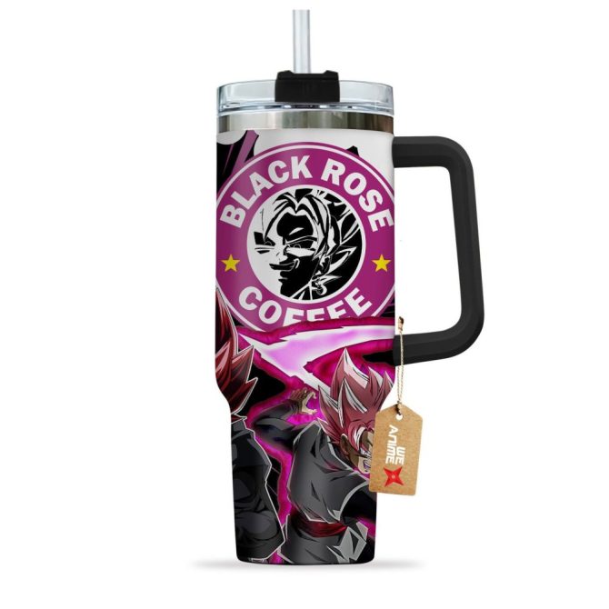 Goku Black Rose Dragon Ball Z Anime Custom Stanley Quencher 40Oz Stainless Steel Tumbler - Image 3