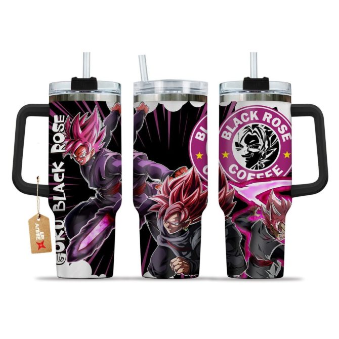 Goku Black Rose Dragon Ball Z Anime Custom Stanley Quencher 40Oz Stainless Steel Tumbler