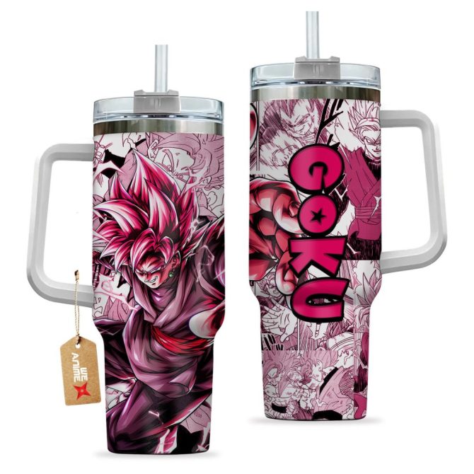 Goku Black Rose Dragon Ball Z Anime Custom Stanley Quencher 40Oz Stainless Steel Tumbler - Image 2