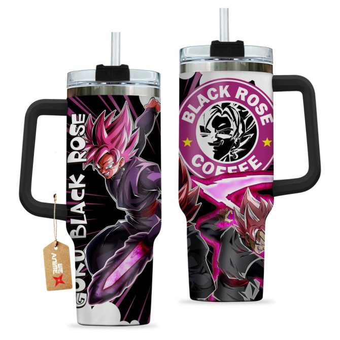 Goku Black Rose Dragon Ball Z Anime Custom Stanley Quencher 40Oz Stainless Steel Tumbler - Image 2