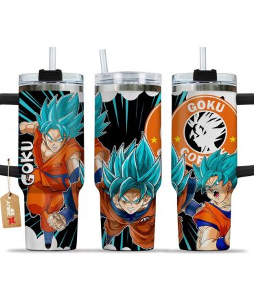 Goku Blue Dragon Ball Z Anime Custom Stanley Quencher 40Oz Stainless Steel Tumbler