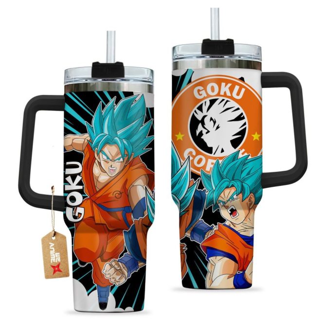 Goku Blue Dragon Ball Z Anime Custom Stanley Quencher 40Oz Stainless Steel Tumbler - Image 2