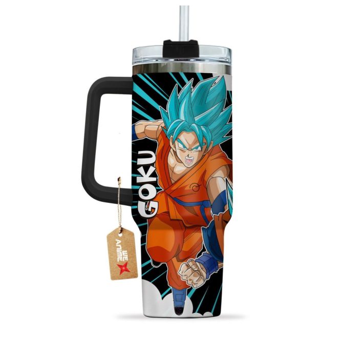 Goku Blue Dragon Ball Z Anime Custom Stanley Quencher 40Oz Stainless Steel Tumbler - Image 4