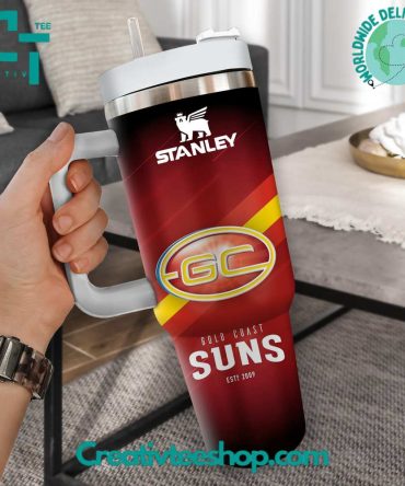 Gold Coast Suns Afl Custom Stanley Quencher 40Oz Stainless Steel Tumbler With Handle