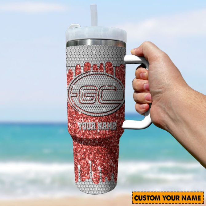 Gold Coast Suns Afl Sports Glitter Custom Stanley Quencher 40Oz Stainless Steel Tumbler With Handle - Image 3