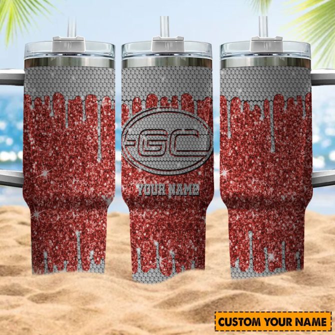 Gold Coast Suns Afl Sports Glitter Custom Stanley Quencher 40Oz Stainless Steel Tumbler With Handle - Image 4