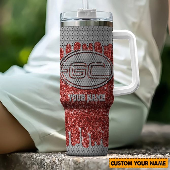 Gold Coast Suns Afl Sports Glitter Custom Stanley Quencher 40Oz Stainless Steel Tumbler With Handle