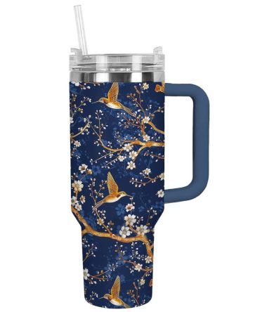 Golden Hummingbird Custom Stanley Quencher 40Oz Stainless Steel Tumbler With Handle