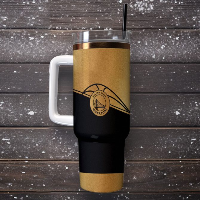 Golden State Warriors Nba Custom Stanley Quencher 40Oz Stainless Steel Tumbler With Handle - Image 2