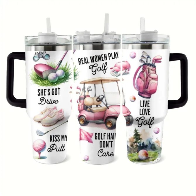 Golf Custom Stanley Quencher 40Oz Stainless Steel Tumbler With Handle