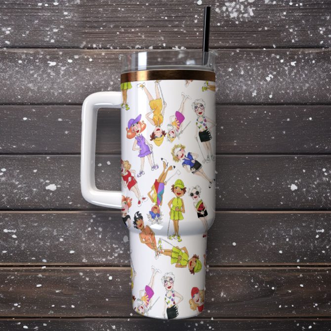 Golfer Girls Custom Stanley Quencher 40Oz Stainless Steel Tumbler With Handle - Image 2