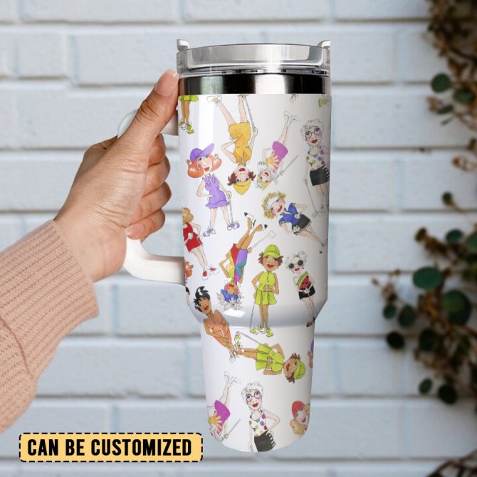 Golfer Girls Custom Stanley Quencher 40Oz Stainless Steel Tumbler With Handle - Image 3