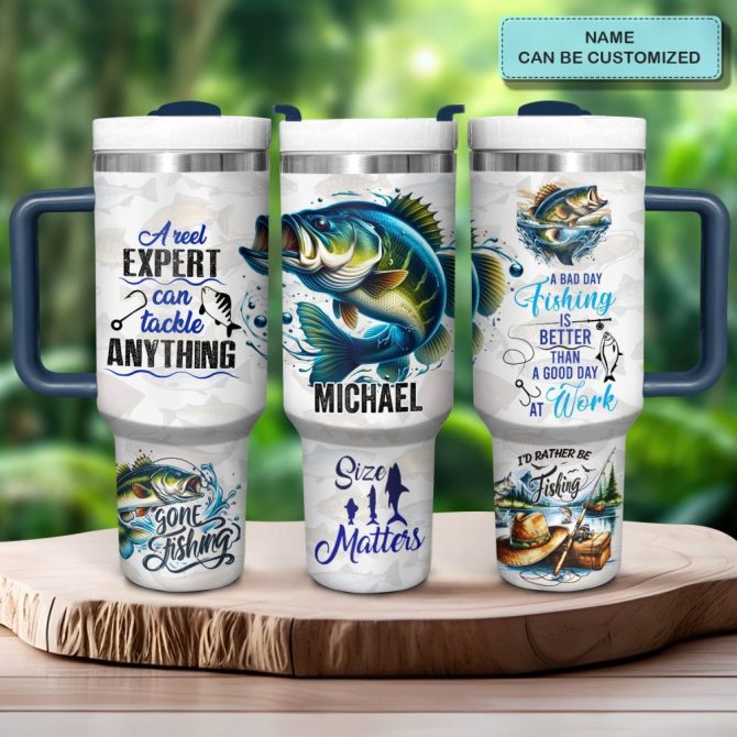 Gone Fishing Custom Stanley Quencher 40Oz Stainless Steel Tumbler With Handle