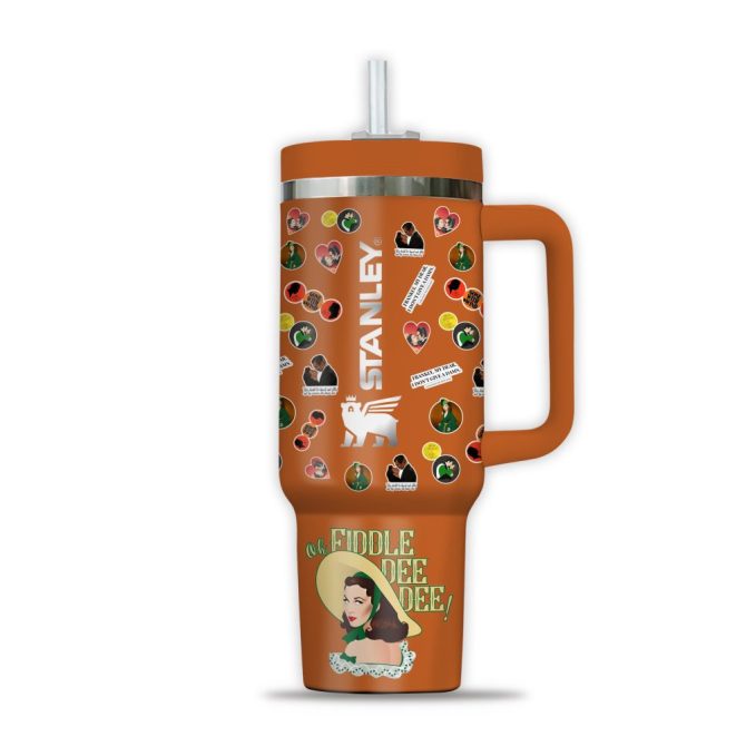 Gone With The Wind Movies Custom Stanley Quencher 40Oz Stainless Steel Tumbler With Handle - Image 3