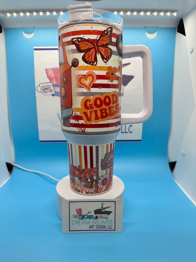 Good Vibes Halloween Custom Stanley Quencher 40Oz Stainless Steel Tumbler - Image 2
