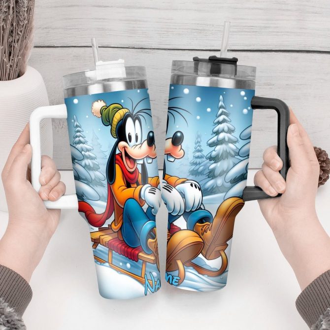 Goofy Cartoon Custom Stanley Quencher 40Oz Stainless Steel Tumbler With Handle - Image 4