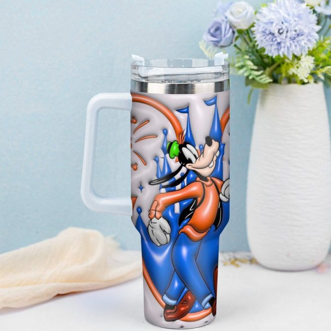 Goofy Cartoon Custom Stanley Quencher 40Oz Stainless Steel Tumbler With Handle - Image 3