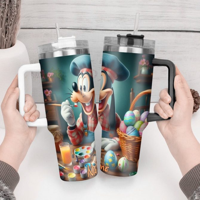 Goofy Cartoon Custom Stanley Quencher 40Oz Stainless Steel Tumbler With Handle - Image 2