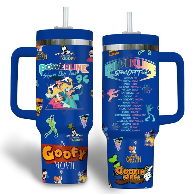 Goofy Cartoon Custom Stanley Quencher 40Oz Stainless Steel Tumbler With Handle - Image 2