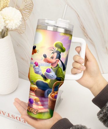 Goofy Cartoon Custom Stanley Quencher 40Oz Stainless Steel Tumbler With Handle