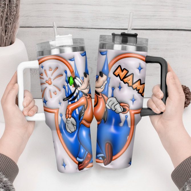 Goofy Cartoon Custom Stanley Quencher 40Oz Stainless Steel Tumbler With Handle - Image 2