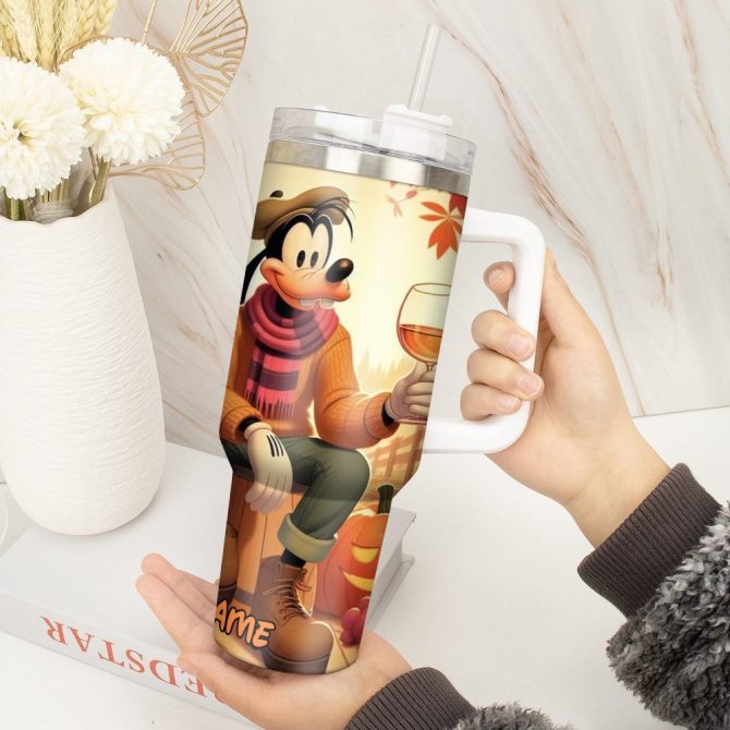 Goofy Cartoon Custom Stanley Quencher 40Oz Stainless Steel Tumbler With Handle - Image 2