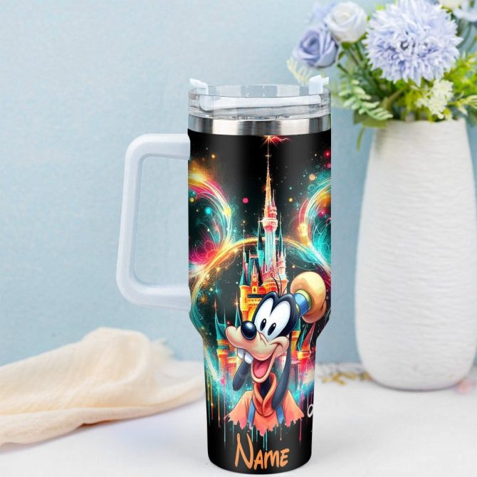 Goofy Cartoon Custom Stanley Quencher 40Oz Stainless Steel Tumbler With Handle - Image 3