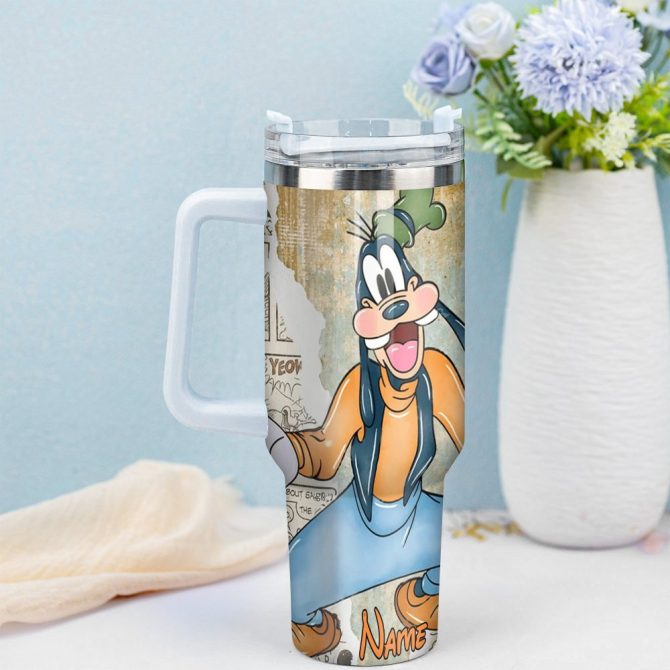 Goofy Cartoon Custom Stanley Quencher 40Oz Stainless Steel Tumbler With Handle - Image 2