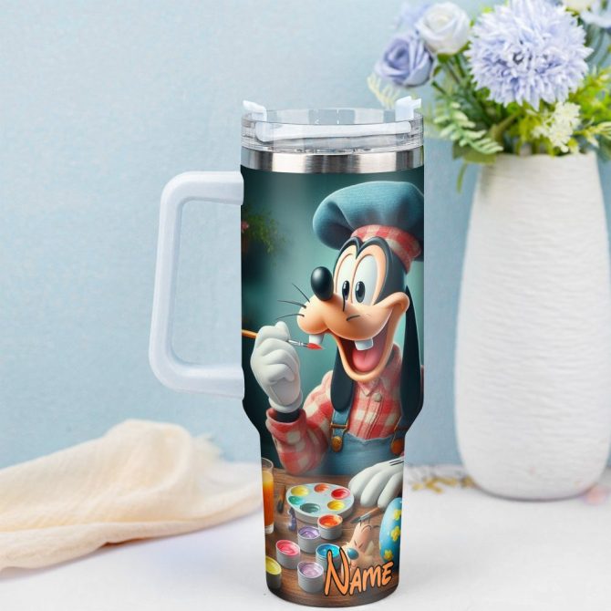 Goofy Cartoon Custom Stanley Quencher 40Oz Stainless Steel Tumbler With Handle - Image 3