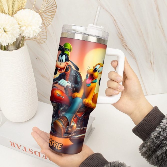 Goofy Cartoon Custom Stanley Quencher 40Oz Stainless Steel Tumbler With Handle - Image 2