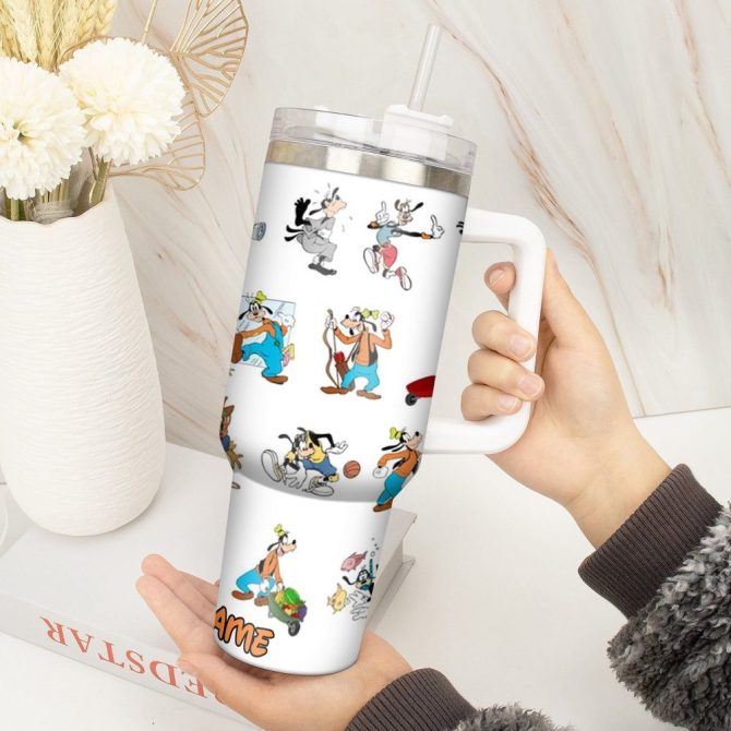 Goofy Cartoon Custom Stanley Quencher 40Oz Stainless Steel Tumbler With Handle - Image 2