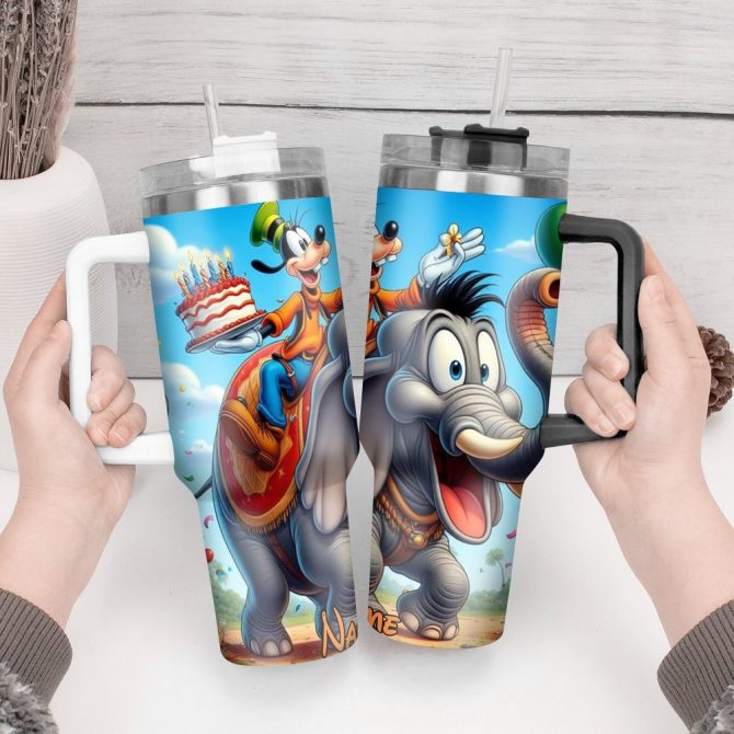Goofy Cartoon Custom Stanley Quencher 40Oz Stainless Steel Tumbler With Handle - Image 4