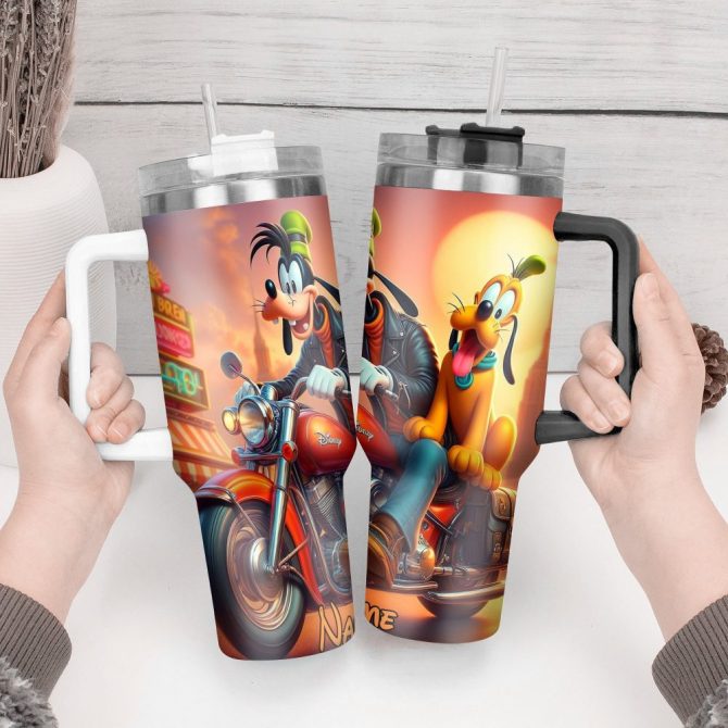 Goofy Cartoon Custom Stanley Quencher 40Oz Stainless Steel Tumbler With Handle - Image 3