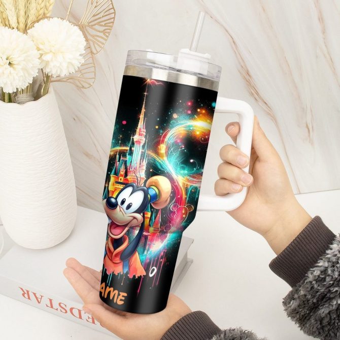 Goofy Cartoon Custom Stanley Quencher 40Oz Stainless Steel Tumbler With Handle - Image 4
