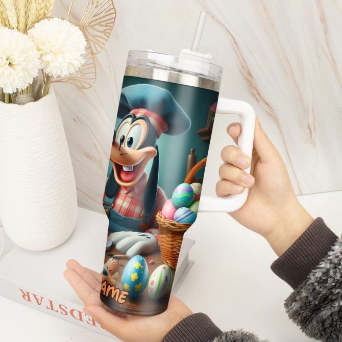 Goofy Cartoon Custom Stanley Quencher 40Oz Stainless Steel Tumbler With Handle - Image 4
