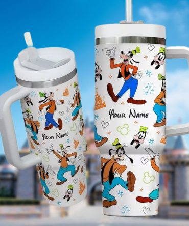 Goofy Cartoon Custom Stanley Quencher 40Oz Stainless Steel Tumbler With Handle