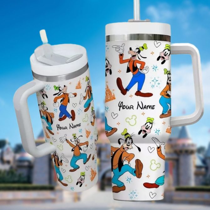 Goofy Cartoon Custom Stanley Quencher 40Oz Stainless Steel Tumbler With Handle